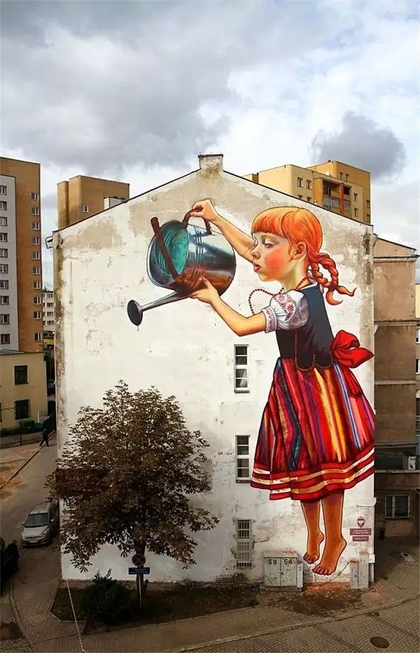 artist，Street Art，a literary creation，tree，